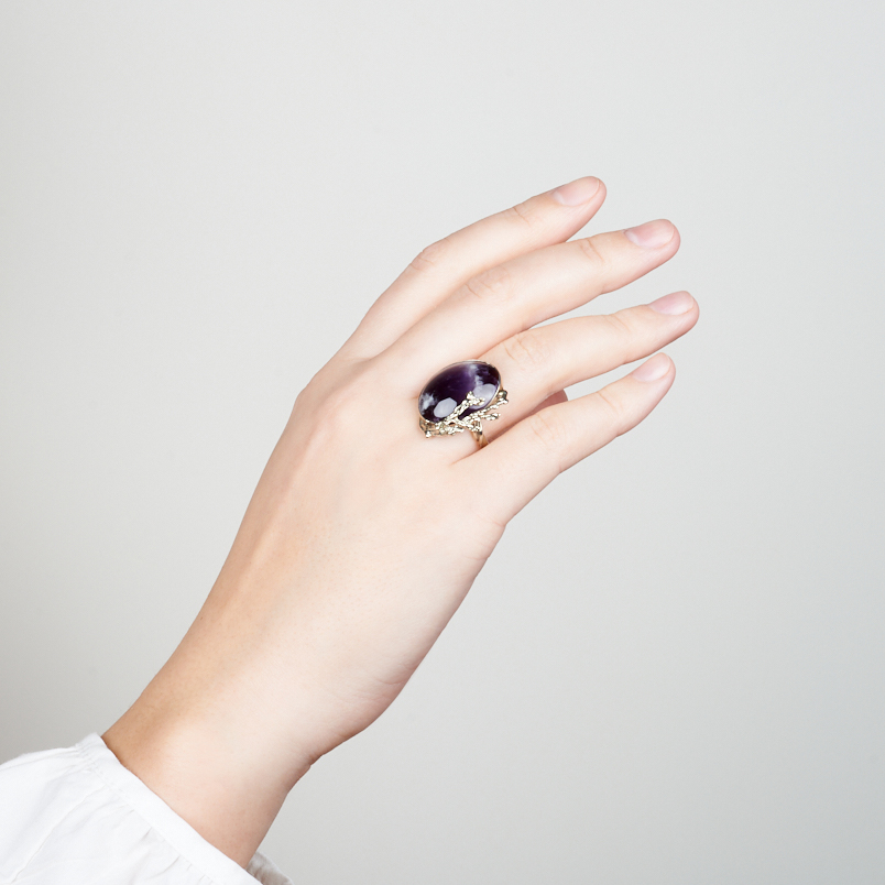 Кольцо аметист Бразилия (нейзильбер) размер 18