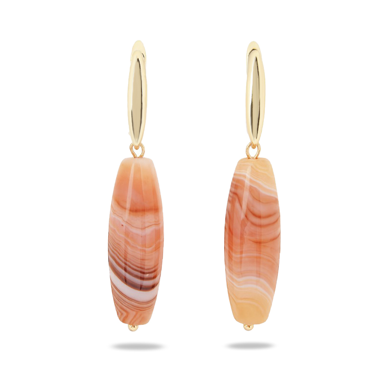 Серьги агат красный Бразилия (биж. сплав позолота)