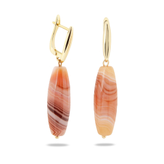 Серьги агат красный Бразилия (биж. сплав позолота)