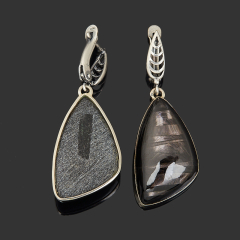 Серьги гиперстен Канада (дублет) (нейзильбер)