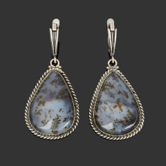 Серьги агат пейзажный Казахстан (нейзильбер)