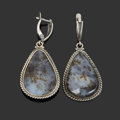 Серьги агат пейзажный Казахстан (нейзильбер)