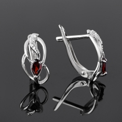 Серьги гранат альмандин Индия (серебро 925 пр.) огранка