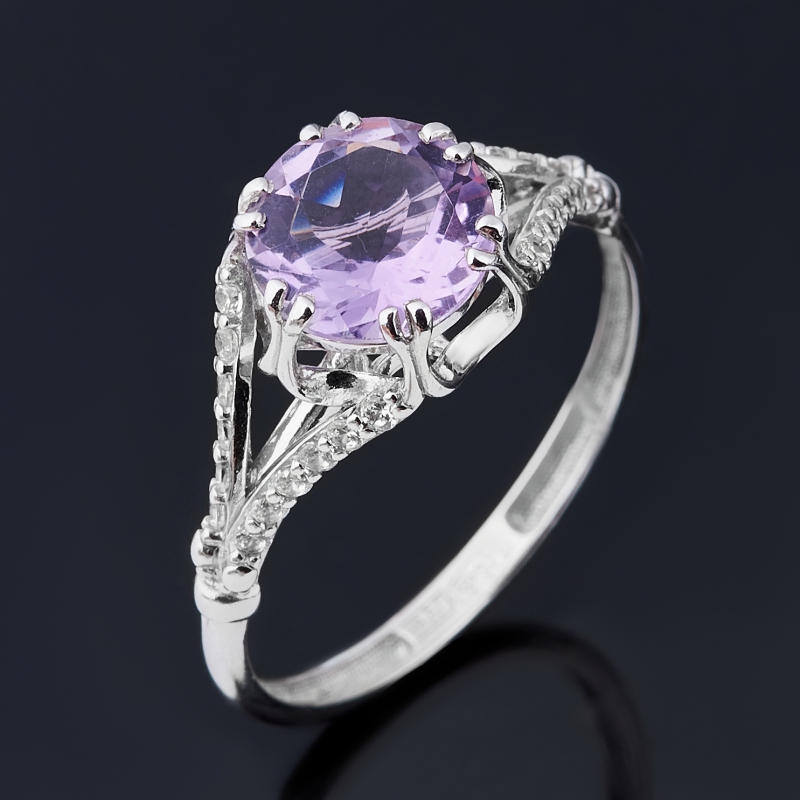 Кольцо аметист Бразилия (серебро 925 пр. родир. бел.) огранка размер 17,5