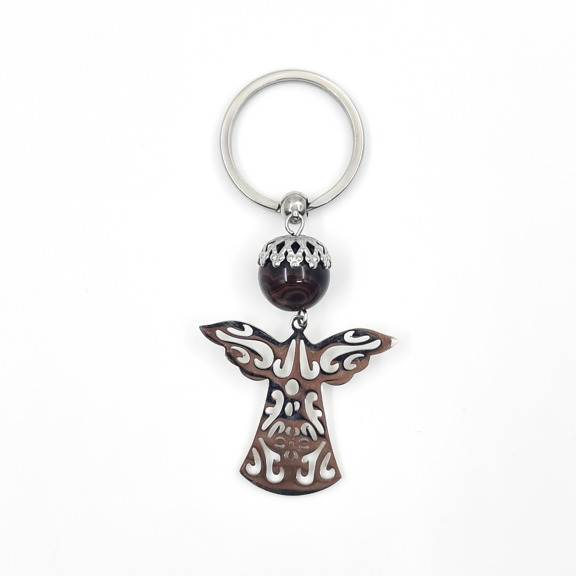 Брелок агат коричневый Ботсвана (сталь хир.) 4,5 см