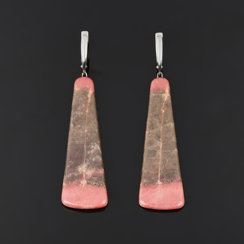 Серьги родонит Россия (серебро 925 пр. родир. бел.)