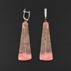 Серьги родонит Россия (серебро 925 пр. родир. бел.)