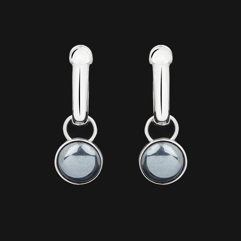 Серьги гематит Бразилия (серебро 925 пр. родир. бел.)