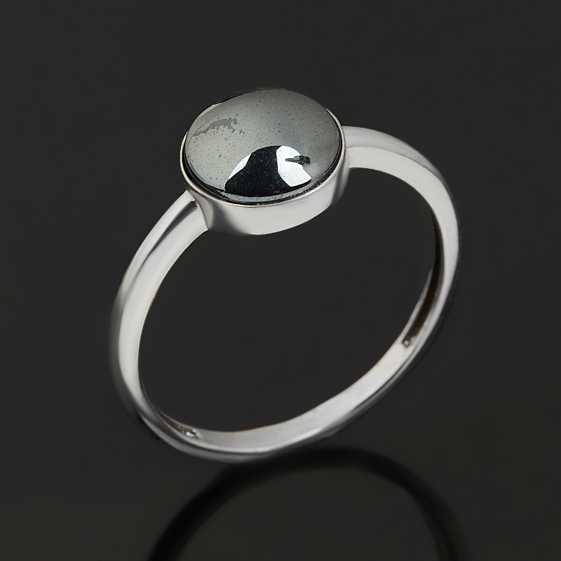 Кольцо гематит Бразилия (серебро 925 пр. родир. бел.) размер 18