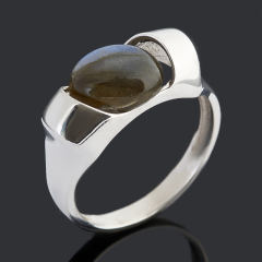 Кольцо лабрадор Мадагаскар (серебро 925 пр. родир. бел.) размер 18,5