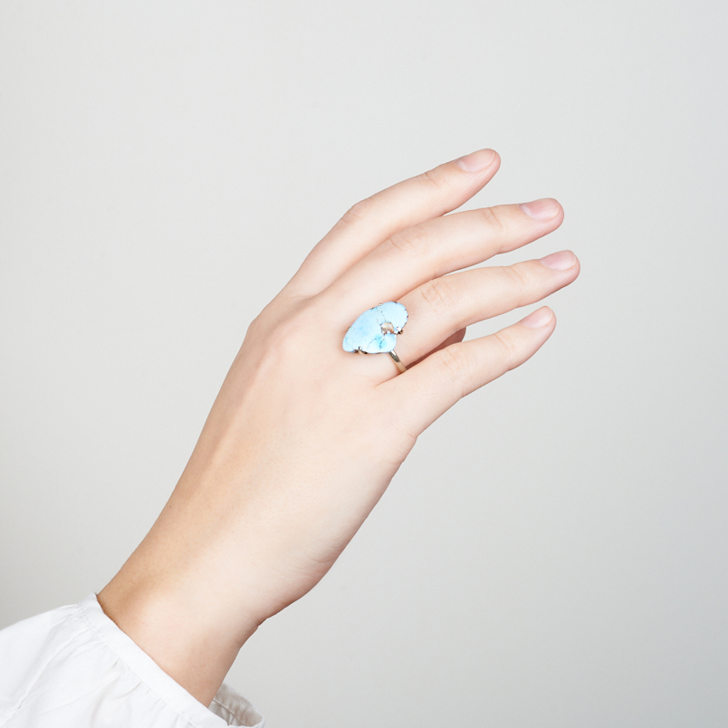 Кольцо бирюза (дублет) Казахстан (нейзильбер) размер 18,5