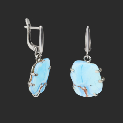 Серьги бирюза (дублет) Казахстан (нейзильбер)