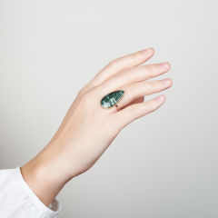 Кольцо клинохлор (серафинит) (дублет) Россия (нейзильбер) размер 18,5