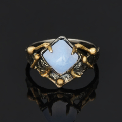 Кольцо агат сапфирин Намибия (серебро 925 пр. родир. черн. позолота) размер 17