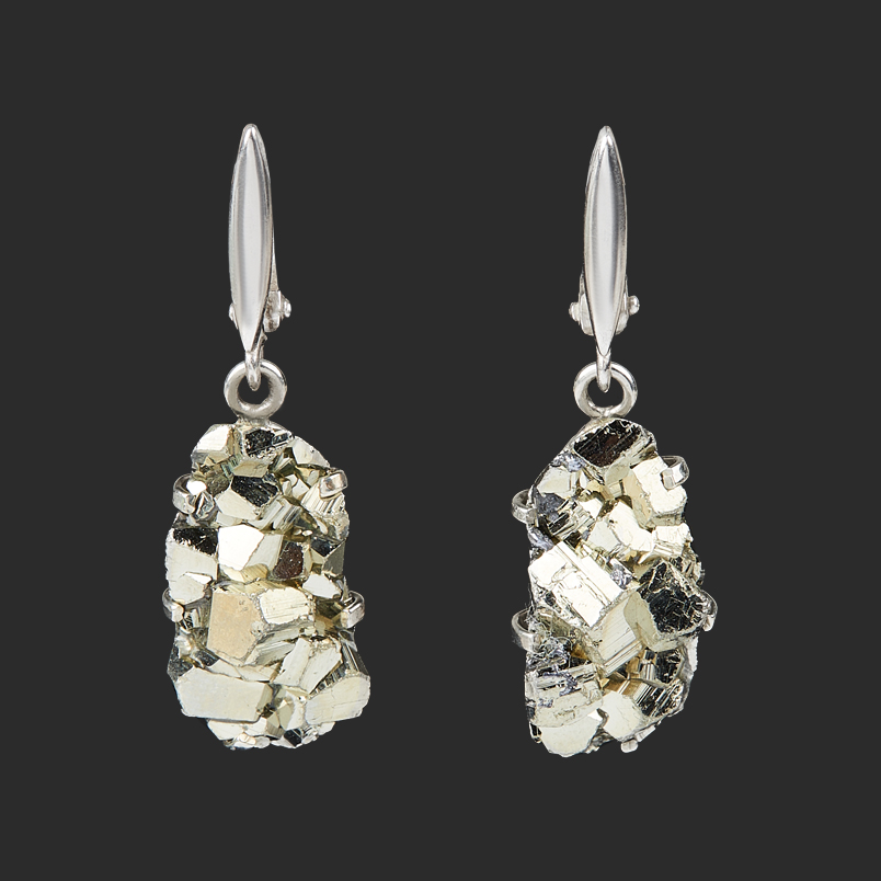 Серьги пирит Россия (нейзильбер) (дублет)