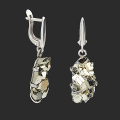 Серьги пирит Россия (нейзильбер) (дублет)