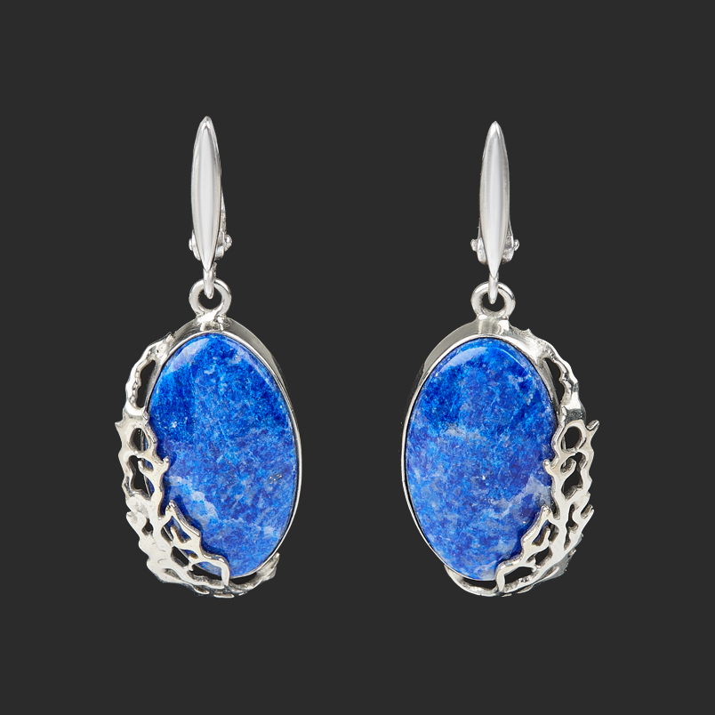 Серьги лазурит Россия (дублет) (нейзильбер)