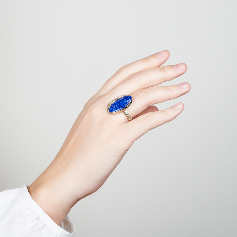 Кольцо лазурит (дублет) Россия (нейзильбер) размер 18,5