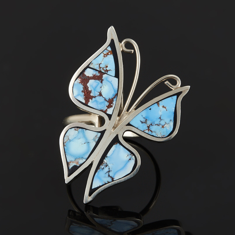 Кольцо бирюза Казахстан (нейзильбер) размер 18