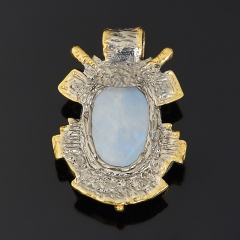 Кулон лунный камень (адуляр) Индия (серебро 925 пр. позолота, родир. черн.)