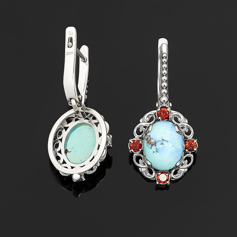 Серьги бирюза Казахстан (серебро 925 пр. оксидир.)