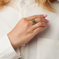 Кольцо хризопраз Танзания (серебро 925 пр. родир. черн. позолота) размер 18,5