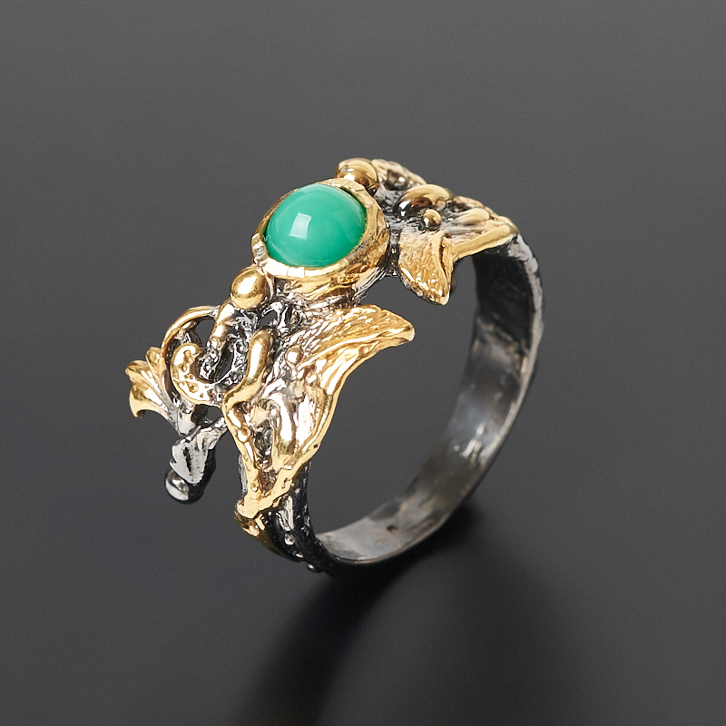 Кольцо хризопраз Танзания (серебро 925 пр. родир. черн. позолота) размер 18,5