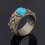 Кольцо бирюза Тибет (серебро 925 пр. позолота, родир. черн.) размер 17