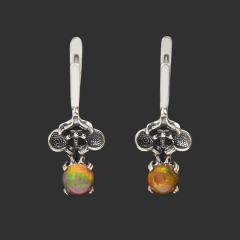 Серьги опал желтый благородный Эфиопия (серебро 925 пр.)