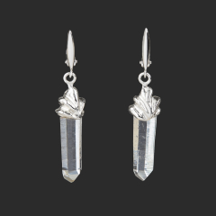 Серьги горный хрусталь Россия (нейзильбер)