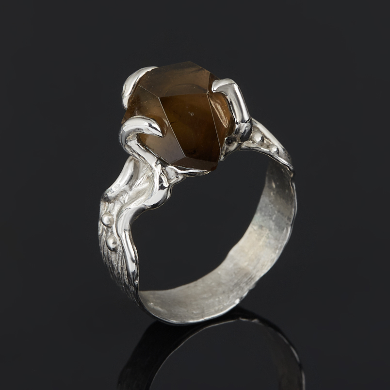 Кольцо раухтопаз Россия (нейзильбер) размер 18