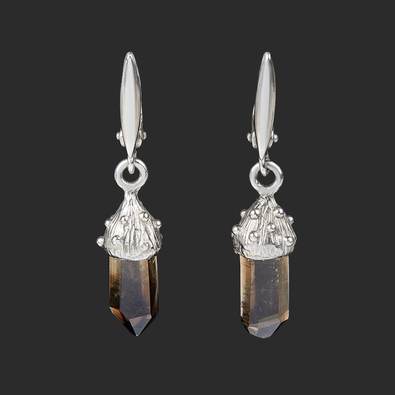 Серьги раухтопаз Россия (нейзильбер)