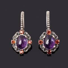 Серьги аметист Бразилия (серебро 925 пр. оксидир.)
