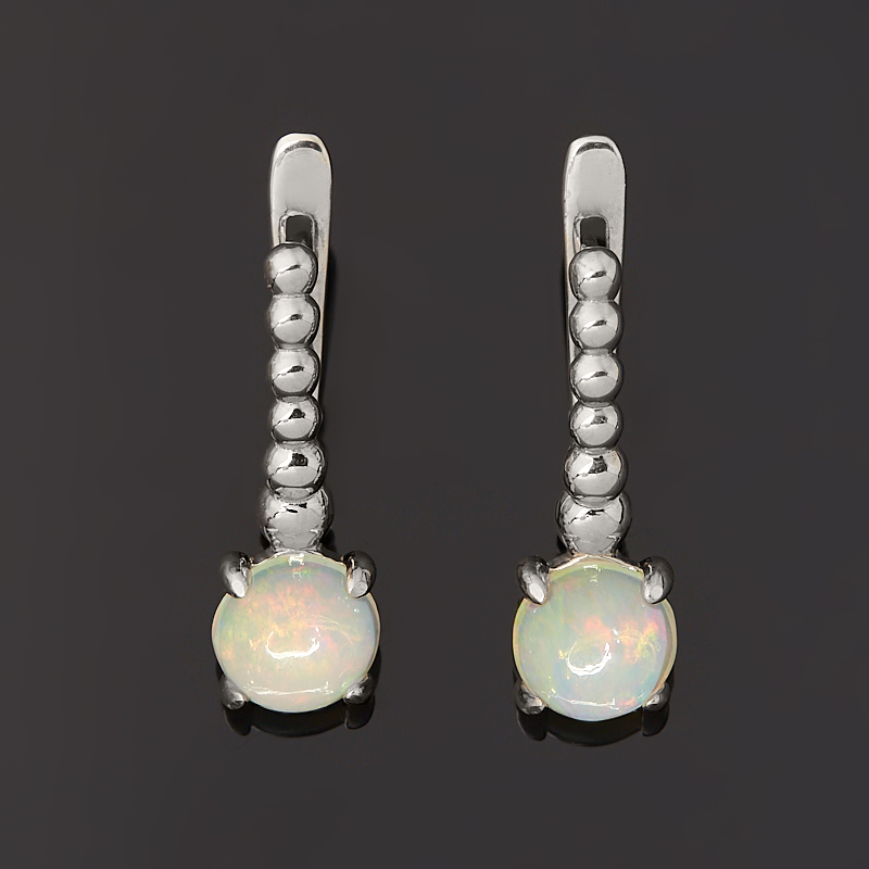 Серьги опал благородный белый Эфиопия (серебро 925 пр.)