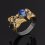 Кольцо лазурит Афганистан (серебро 925 пр. позолота, родир. черн.) размер 18