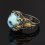 Кольцо бирюза Казахстан (серебро 925 пр. позолота, родир. черн.) размер 19