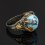 Кольцо бирюза Казахстан (серебро 925 пр. позолота, родир. черн.) размер 19
