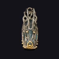 Кулон аквамарин Россия (серебро 925 пр. позолота, родир. черн.) огранка