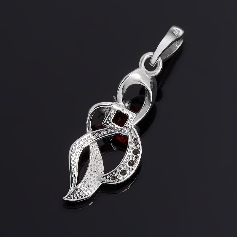 Кулон гранат альмандин Индия (серебро 925 пр. родир. бел.) огранка