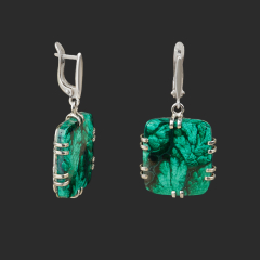 Серьги малахит (дублет) Конго (нейзильбер)