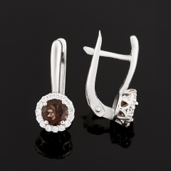 Серьги раухтопаз Бразилия (серебро 925 пр. родир. бел.) огранка