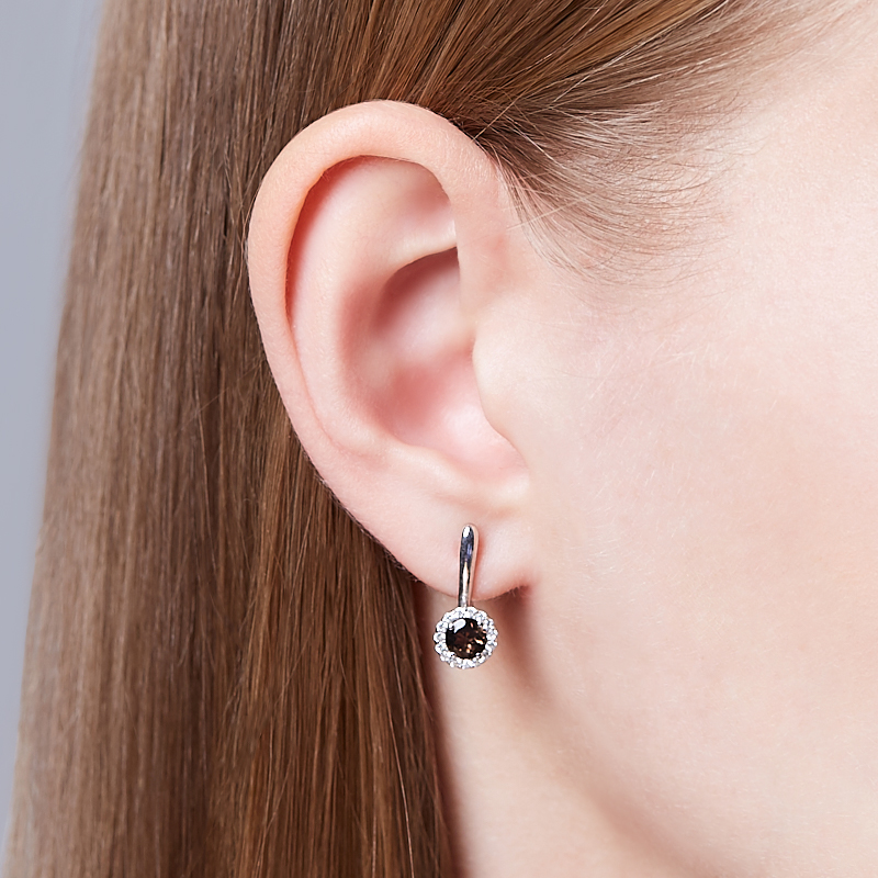 Серьги раухтопаз Бразилия (серебро 925 пр. родир. бел.) огранка