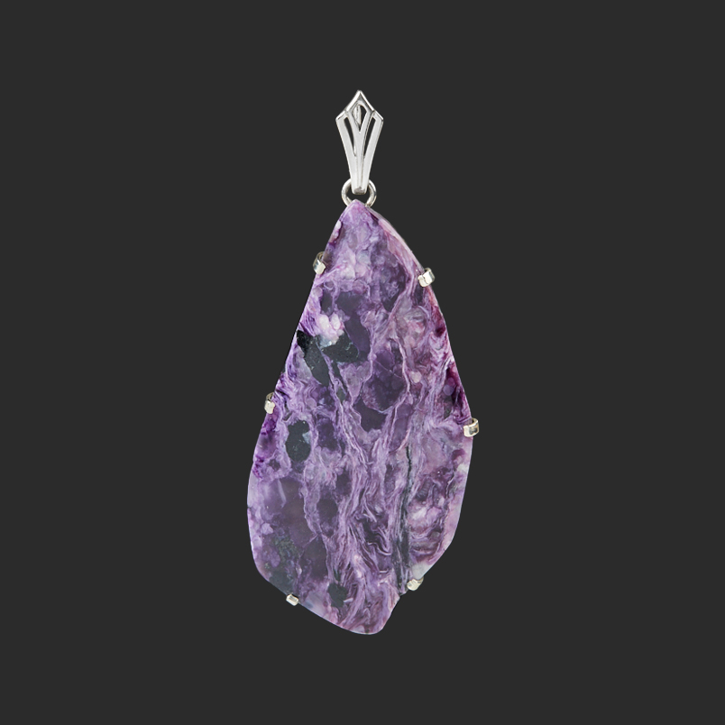 Кулон чароит (дублет) Россия (нейзильбер) 7,5&nbsp;см