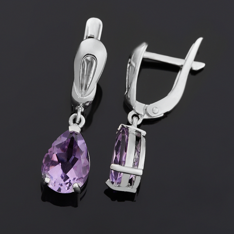 Серьги аметист Бразилия (серебро 925 пр. родир. бел.) огранка