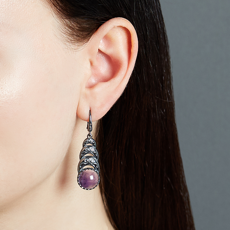 Серьги аметист Бразилия (серебро 925 пр. оксидир.)