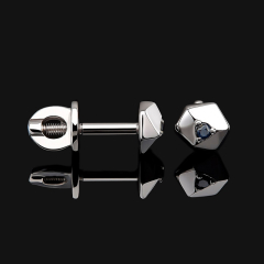 Серьги сапфир Индия (серебро 925 пр. родир. бел.) пуссеты огранка