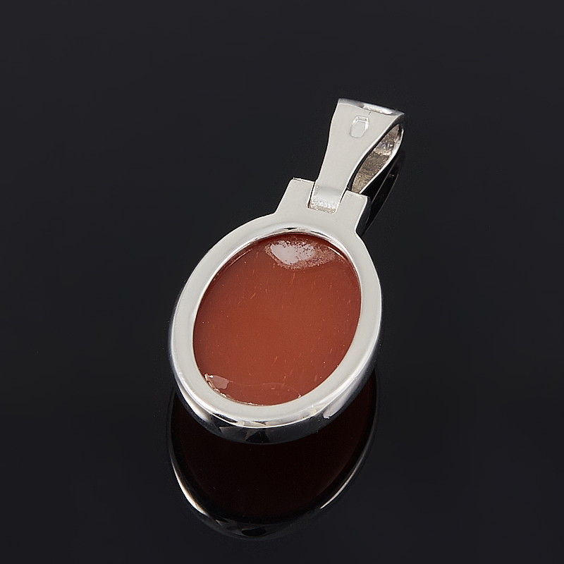 Кулон сердолик Ботсвана (серебро 925 пр. родир. бел.) овал