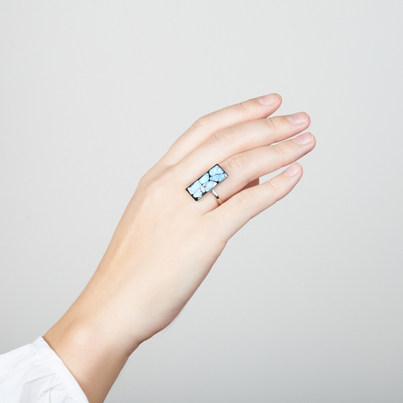 Кольцо бирюза Казахстан (нейзильбер) размер 17,5