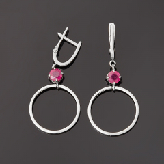 Серьги рубин Мьянма (серебро 925 пр. родир. бел.) огранка