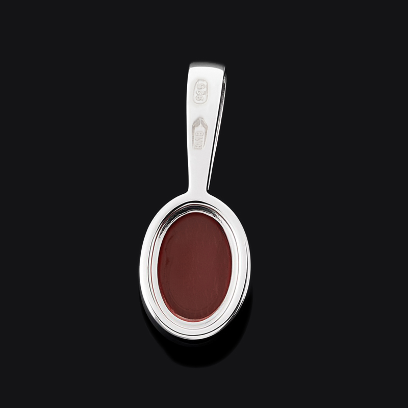 Кулон сердолик Ботсвана (серебро 925 пр. родир. бел.) овал